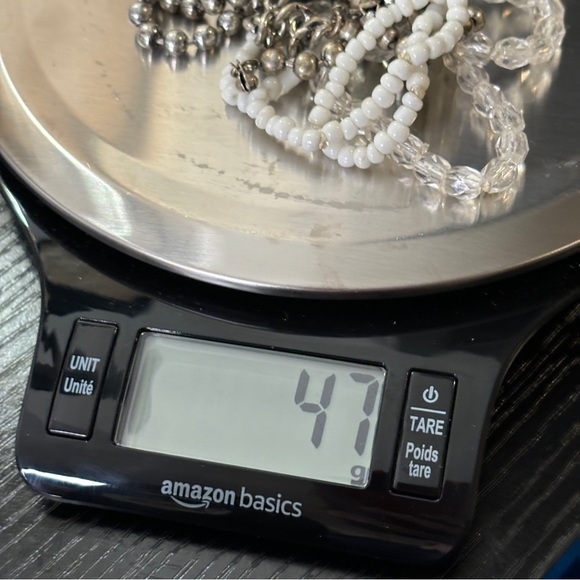 Gorgeous Gerard Yosca Necklace 60" With Mixed Metals White Beads And Rhinestones - Picture 4 of 4